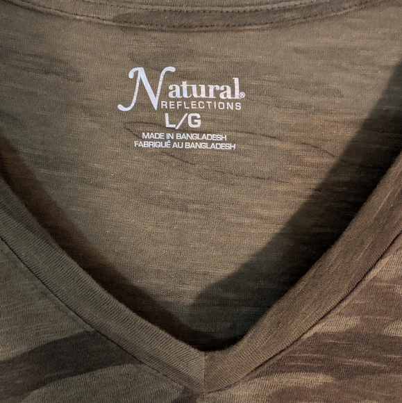 Natural Reflections Short Sleeve Camo Shirt with American Flag Pocket Size L - Picture 3 of 5